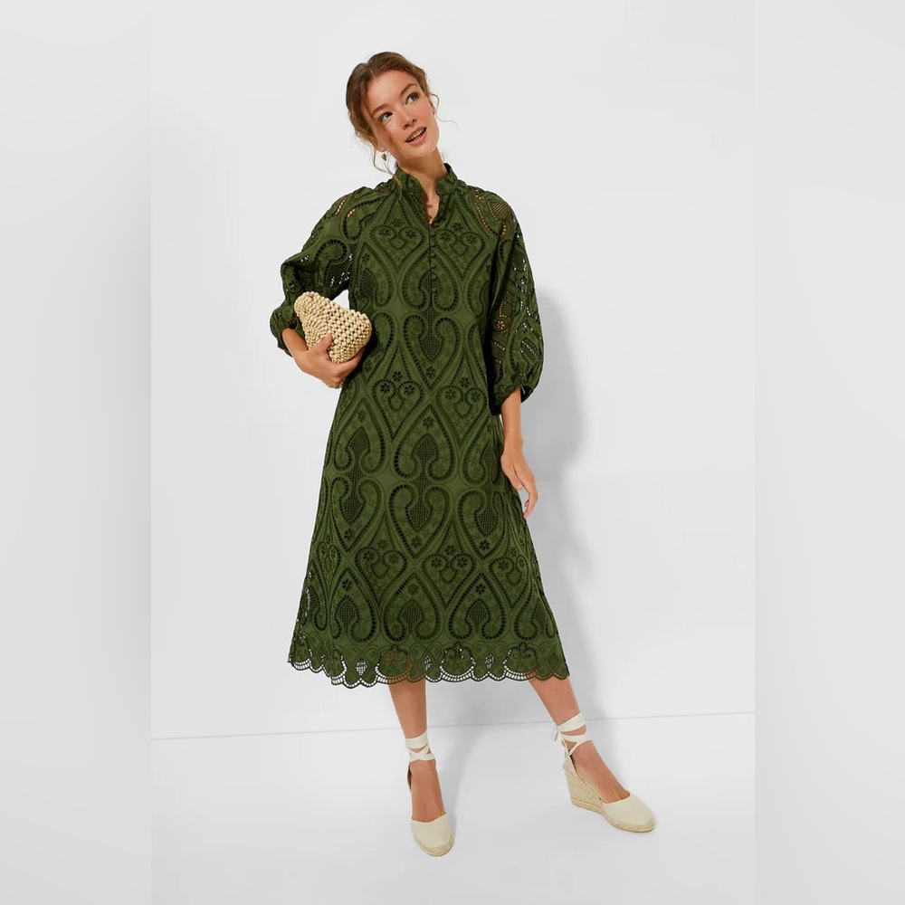 Tuckernuck Army Green Eyelet Maryse Caftan
